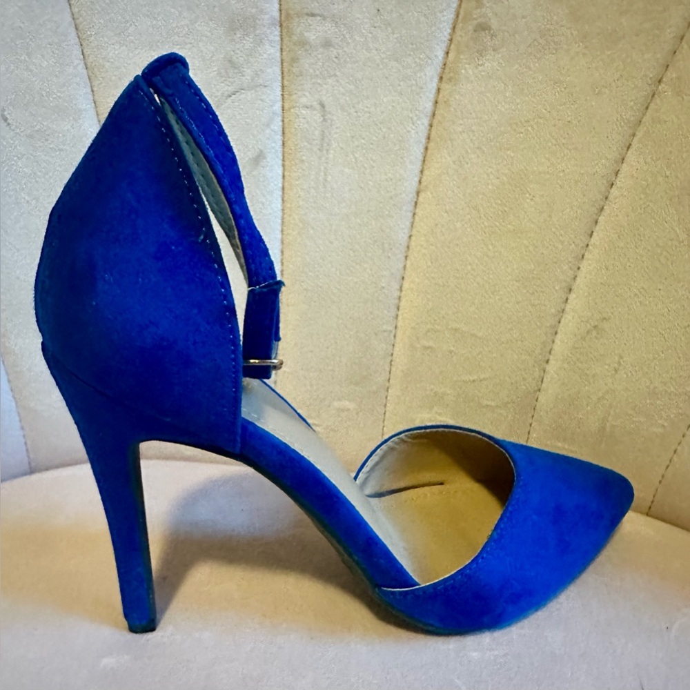 DREAM PAIRS Blue Suede Ankle-Strap Pointed-Toe Heels - NWOT - Picture 4 of 4